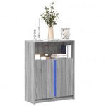 szürke sonoma szerelt fa tálalószekrény LED-del 77x34x100 cm fotó