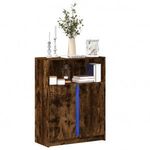 füstös tölgy szerelt fa tálalószekrény LED-del 77 x 34 x 100 cm fotó