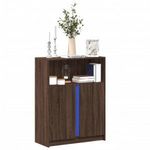 barna tölgy szerelt fa tálalószekrény LED-del 77x34x100 cm fotó