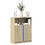 sonoma tölgy szerelt fa tálalószekrény LED-del 77 x 34 x 100 cm fotó