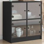 fekete kisszekrény üvegajtókkal 68 x 37 x 75, 5 cm fotó