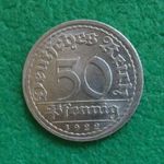 MÁRKA 50 PFENNIG 1922 HURKOS F NÉMET FÉMPÉNZ fotó