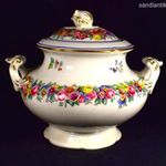 XIX. SZ MESESZÉP ANTIK PORCELÁN FAJANSZ JELZETT TESTES CUKORTARTÓ X fotó