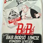 BéBé - Sonkás Bab, Borsó, Lencse konzerv levesek reklámplakát, villamosplakát, Szőts jelzéssel, 1941 fotó