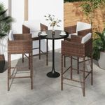 4 db barna polyrattan bárszék párnákkal fotó