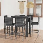 7 részes szürke polyrattan kültéri bárszett párnákkal fotó