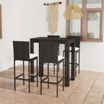 5 részes fekete polyrattan kültéri bárszett párnákkal fotó