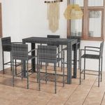 7 részes szürke polyrattan kültéri bárszett kartámasszal fotó