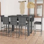 9 részes polyrattan kültéri bárszett antracitszürke párnákkal fotó