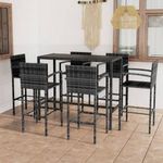 7 részes szürke polyrattan kerti bárszett fotó