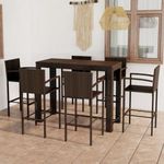 7 részes barna polyrattan kültéri bárszett kartámasszal fotó