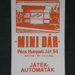 Kártyanaptár, Mini bár, Pécs, grafikai, 1984 fotó