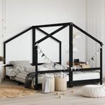 fekete tömör fenyőfa gyerekágykeret 2 x (90 x 200) cm fotó
