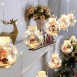 Összefűzhető Santa Claus/Mikulás Gömbök, 3m, LED fényfüzér, 8 világítási mód, 10db gömb, meleg ün... fotó