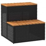 pezsgőfürdő lépcső fekete 50x50x50, 5cm polyrattan és akácfa fotó