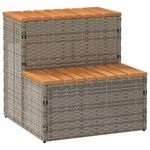 pezsgőfürdő lépcső szürke 50x50x50, 5cm polyrattan és akácfa fotó
