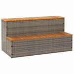 pezsgőfürdő lépcső szürke 100x50x50, 5 cm polyrattan és akácfa fotó