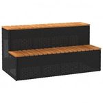 pezsgőfürdő lépcső fekete 100x50x50, 5 cm polyrattan és akácfa fotó