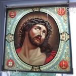 SZECESSZIÓS ÓLOM KERETEZETT ÜVEG KÉP JÉZUS KRISZTUS RENDKÍVÜLI A PÁRJA SZŰZ MÁRIA MÁSIK AJÁNLATOM fotó