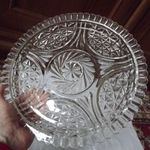 Régi súlyos öntött üveg tortatál 31 cm 115 dkg fotó
