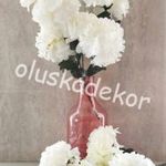 Krizantém csokor, törtfehér, 6 virág, díszítőzöldekkel, dekor alapanyag, 37cm fotó