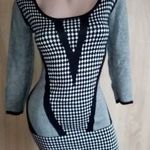 STILETTOS fekete/fehér gépi kötött csinos ruha XS/S fotó