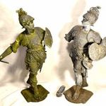 LÁTVÁNYOS ÉS NAGYMÉRETŰ FÉM SZOBOR PÁR : HISTORIZÁLÓ - " ÓKORI " HARCOSOK X fotó