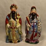 KETTŐ KÍNAI BÖLCS ... KÉZZEL FESTETT MÁZAS PORCELÁN SZOBOR EGYBEN X fotó