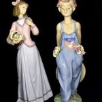 LLADRO LÁNY ÉS FIÚ VIRÁGOKKAL ... 2 DB SZOBOR EGYBEN X !!! fotó