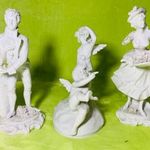 3 db. MÉRETES ANTIK BAROKK PORCELÁN SZOBROK, ANTIK NÉMET PECSÉT A TALPUKON. MIND 3 db. HIBÁTLAN fotó