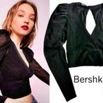 BERSHKA fekete, diszkréten csillogó felső (top) fotó