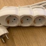 Emos 4-es hálózati hosszabbító 230V 3000W 3x1, 5mm2 3 méter kábel fehér földelt nem használt, 1Ft-ról fotó
