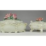 1Q477 Régi sérült ENS porcelán bonbonier 2 darab fotó