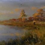 LÁNY ŐSZI TÁJBAN TÓ PARTJÁN ... JELZETT OLAJ - VÁSZON FESTMÉNY ! fotó