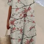 MOLETTI ÚJ! CIMKÉS! ÁLOMSZÉP BŐ DESIGNER MAXI RUHA 48 50 52 CSERESZNYEFA VIRÁGOS fotó