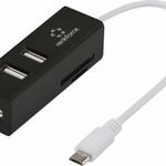 Renkforce RF-4995192 3 port USB 2.0 hub Beépített SD kártyaolvasóval, OTG funkcióval Fekete fotó