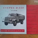 CSEPEL D-350 Képes alkatrészjegyzék MOGÜRT / teherautó, szerelési, ritka, autós fotó