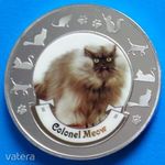 COLONEL MEOW - HIMALÁJA PERZSA MACSKA 2018 UNC INTERNET HÍRES MACSKÁI 40MM EZÜSTÖZÖTT EMLÉKÉRME fotó