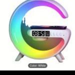 Multifunkciós wireless telefontöltő, óra, ébresztő, zenelejátszó, többszínű háttérfény ÚJ fotó