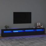 fekete TV-szekrény LED-világítással 270x35x40 cm fotó