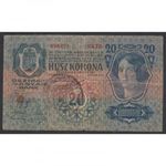 Szerbia, 20 kronen/korona 1919 -ZENTA VÁROS IPARÜGYI HIVATALA felülbélyegzése VG fotó