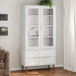 MOLDE fehér tömör fenyőfa vitrin szekrény 90 x 35 x 175 cm fotó