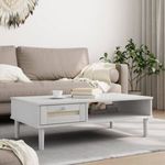 SENJA fehér rattanhatású tömör fa dohányzóasztal 100x55x33 cm fotó