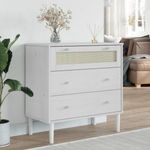 SENJA fehér rattan hatású tömör fenyőfa komód 80 x 40 x 80 cm fotó