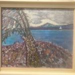 Tóth-Vissó Árpád (1921-2001) festőművész - " Szélfútta pálma " c. olajfestménye ( Balatonpart ) fotó