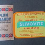 Címke: Szilva pálinka (Slivovitz és Plum brandy) 2 db. egyben idegen nyelven fotó