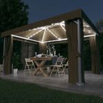 tópszínű pavilon függönnyel és LED fényfüzérrel 4 x 3 m fotó