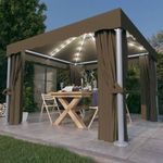 tópszínű pavilon függönnyel és LED fényfüzérrel 3 x 3 m fotó