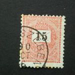 Magyarország 1889 Feketeszámú 15 kr. E 12: 11 3/4 ..szeben, elfogazva D fotó