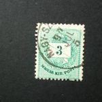 Magyarország 1890 Színesszámú 3 kr. E 12: 11 3/4 Nagy-sz(eben), elfogazva D fotó